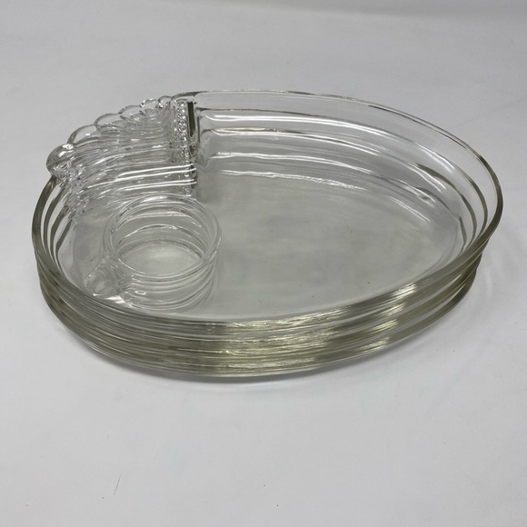 Set of 4 Vintage 1950's Clear Glass "Serve a snack" Plates Hocking Glass Co - Picture 7 of 7